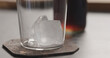 ice blocks in tumbler glass closeup