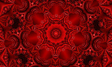 Abstract Pentagram Spirograph On Black Background. Spirograph Decorative Element For Design. Red Pentagram Spirograph.