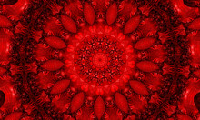 Abstract Pentagram Spirograph On Black Background. Spirograph Decorative Element For Design. Red Pentagram Spirograph.