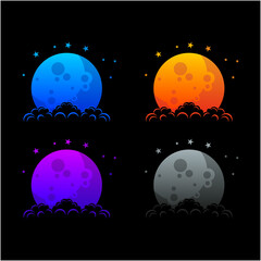 Gradient style moon logo design illustration collection