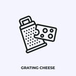 grating cheese icon vector. Linear style sign for mobile concept and web design. grating cheese symbol illustration. Pixel vector graphics - Vector.