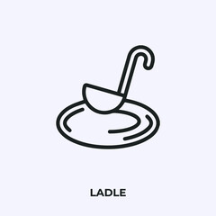Poster - ladle icon vector. Linear style sign for mobile concept and web design. ladle symbol illustration. Pixel vector graphics - Vector.