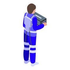 Wall Mural - Man exoskeleton icon isometric vector. Body physiotherapy. Cyber worker