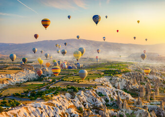 Hot air balloons at sunrise