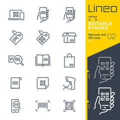 Lineo Editable Stroke - Barcode and QR code line icons