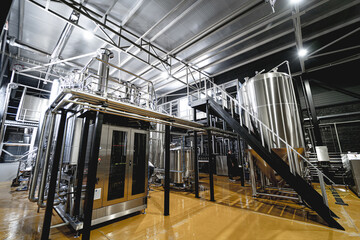 Wall Mural - Craft beer brewing equipment in privat brewery