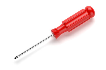 Red phillips head screwdriver isolated on white. 3D rendering.