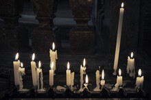 Lit Candles In A Church
