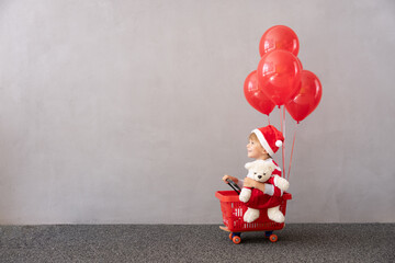 Canvas Print - Portrait of happy child wearing Christmas costume