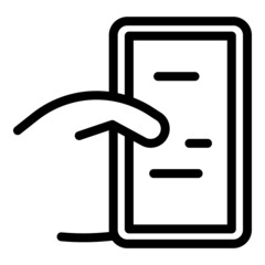 Poster - hand holding mobile icon outline vector. phone device. using smartphone