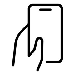 Poster - hand cellphone icon outline vector. hold phone. smart display