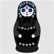A matryoshka doll in the style of the day of the dead. Vector illustration for the Halloween holiday.