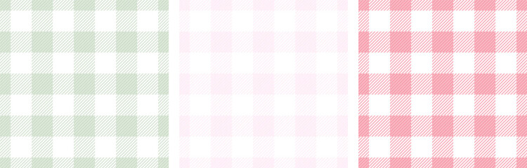 Wall Mural - Gingham tablecloth crossed stripes traditional seamless paterns vector set.