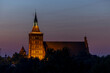 St. Jakub and the castle in Olsztyn - evening