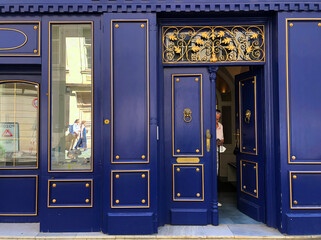 Luxurious blue business facade