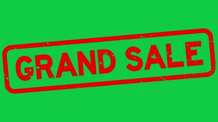 Poster - Grunge red grand sale word square rubber seal stamp zoom on green background