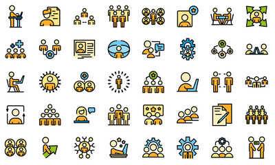 Poster - colleague icons set. outline set of colleague vector icons thin line color flat isolated on white