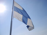 Fototapeta Łazienka - Flag of Finland against Helsinki skyline
