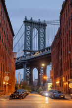 Cityscape Of Manhattan Bridge From Brooklyn In New York City