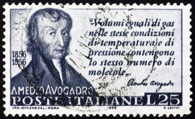 Wall Mural - Postage stamp Italy 1956 Amedeo Avogadro, Italian scientist