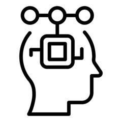 Poster - Mind processor icon outline vector. Circuit technology. Digital chip