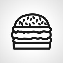Humburger Vector Line Icon. Burger Linear Outline Icon.