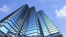 3d Rendering High Rise Buildings With Blue Sky Background 4k Footage