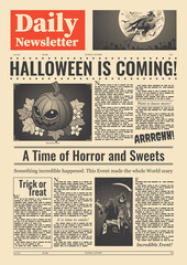 Halloween Newspaper Page Template, Retro News sheet