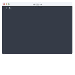 Hello++ language Hello World program sample in editor window