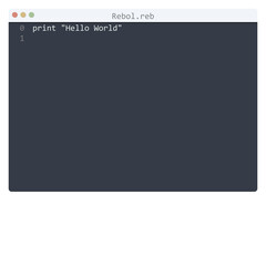 Rebol language Hello World program sample in editor window