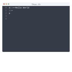 THue language Hello World program sample in editor window