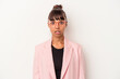 © Asier - Young mixed race woman isolated on white background  sad, serious face, feeling miserable and displeased.