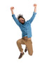 © Viorel Sima - casual young man celebrating success jumping in the air