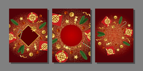 Wall Mural - Christmas and New Year Greeting Template set