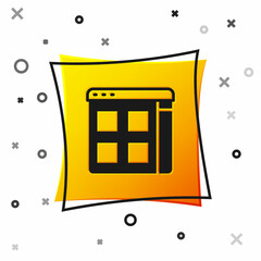 Poster - Black Browser files icon isolated on white background. Yellow square button. Vector