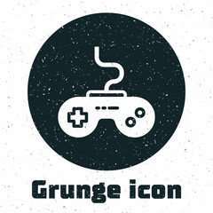 Poster - Grunge Gamepad icon isolated on white background. Game controller. Monochrome vintage drawing. Vector