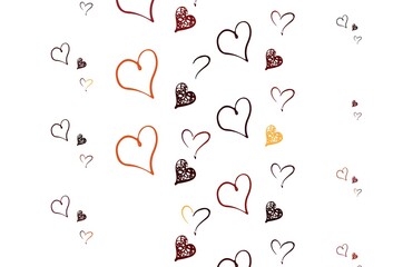 Poster - Light Orange vector texture with lovely hearts.