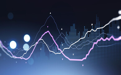 Poster - Financial rising graph and chart with lines that illustrate management