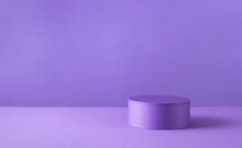 Podium Or Pedestal For Products Display On Purple Background.