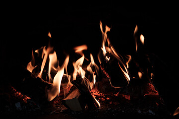 Poster - View of a bonfire on a dark background