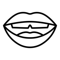 Sticker - Speech sound icon outline vector. Mouth pronunciation. Speak sync
