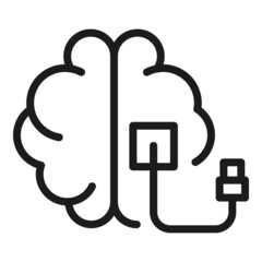 Poster - Brain usb icon outline vector. Cable idea. Human mind