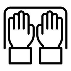 Sticker - User palm identification icon outline vector. Hand fingerprint. Scanner technology