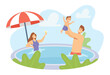 © Pavlo Syvak - Happy Family Holidays. Young Parents and Little Child Characters Playing in Swimming Pool. Father Splashing with Son