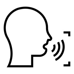 Poster - Speech scanning icon outline vector. Voice recognition. Audio command