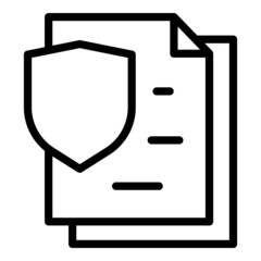Poster - Shield document icon outline vector. Data security. File protection