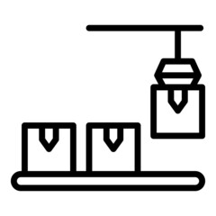 Poster - Conveyor robot icon outline vector. Factory process. Arm machine