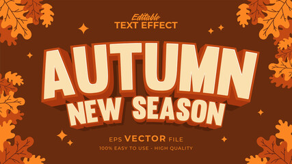 Aufkleber - Editable text style effect - autumn text with maple leaves illustration