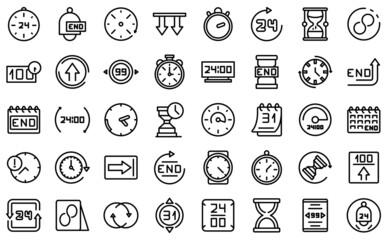 Poster - Duration icons set outline vector. Future past. Present time