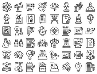 Poster - Business idea icons set outline vector. Goal startup. Strategy target
